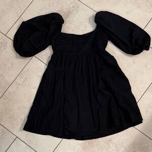Abercrombie & Fitch Black Mini Dress with Puff Sleeves